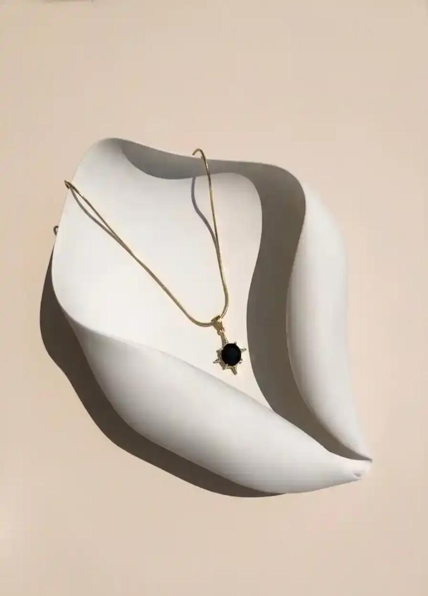 Black Stone Pendant Necklace